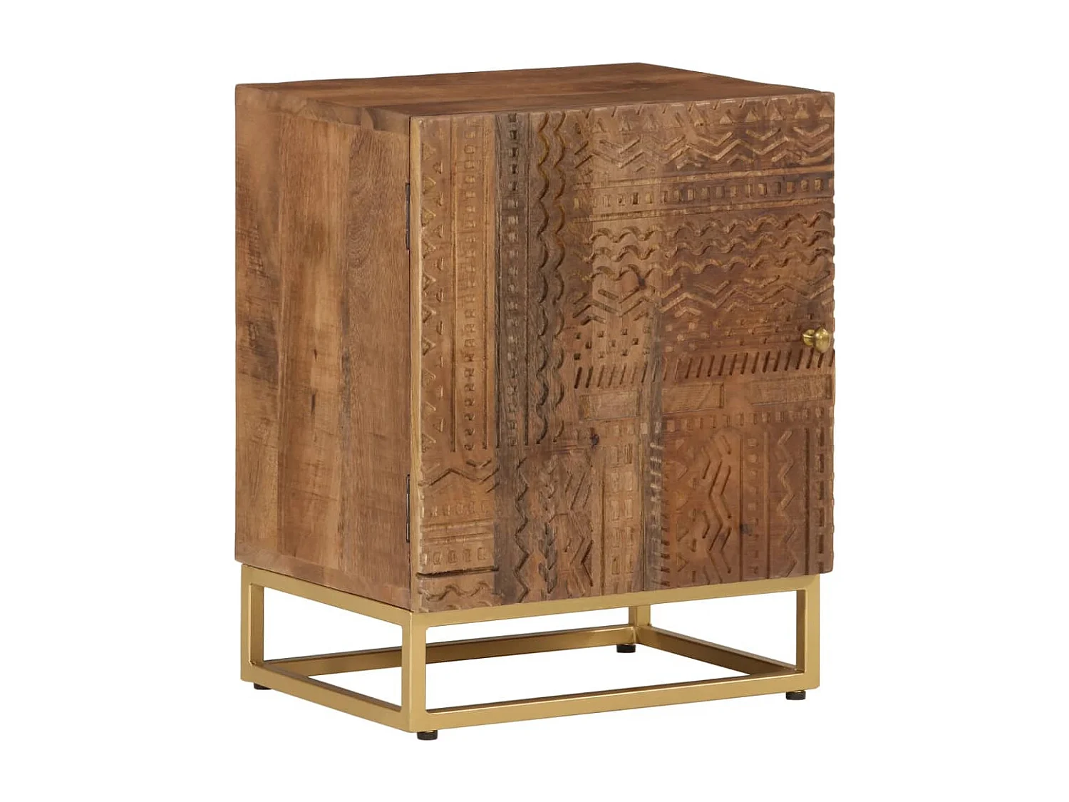 Table de chevet 40x30x50 cm bois massif manguier et fer