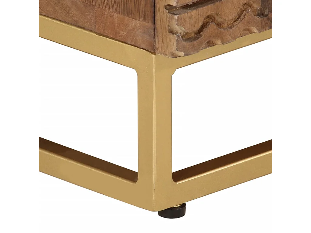 Table de chevet 40x30x50 cm bois massif manguier et fer