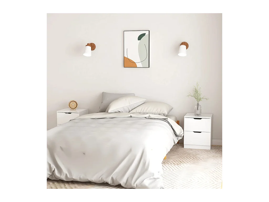 Tables de chevet 2pcs Blanc brillant 40x40x50cm bois ingénierie