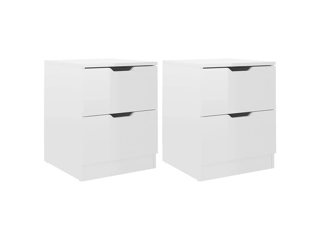 Tables de chevet 2pcs Blanc brillant 40x40x50cm bois ingénierie