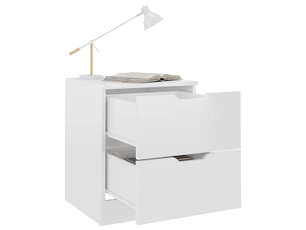 Tables de chevet 2pcs Blanc brillant 40x40x50cm bois ingénierie