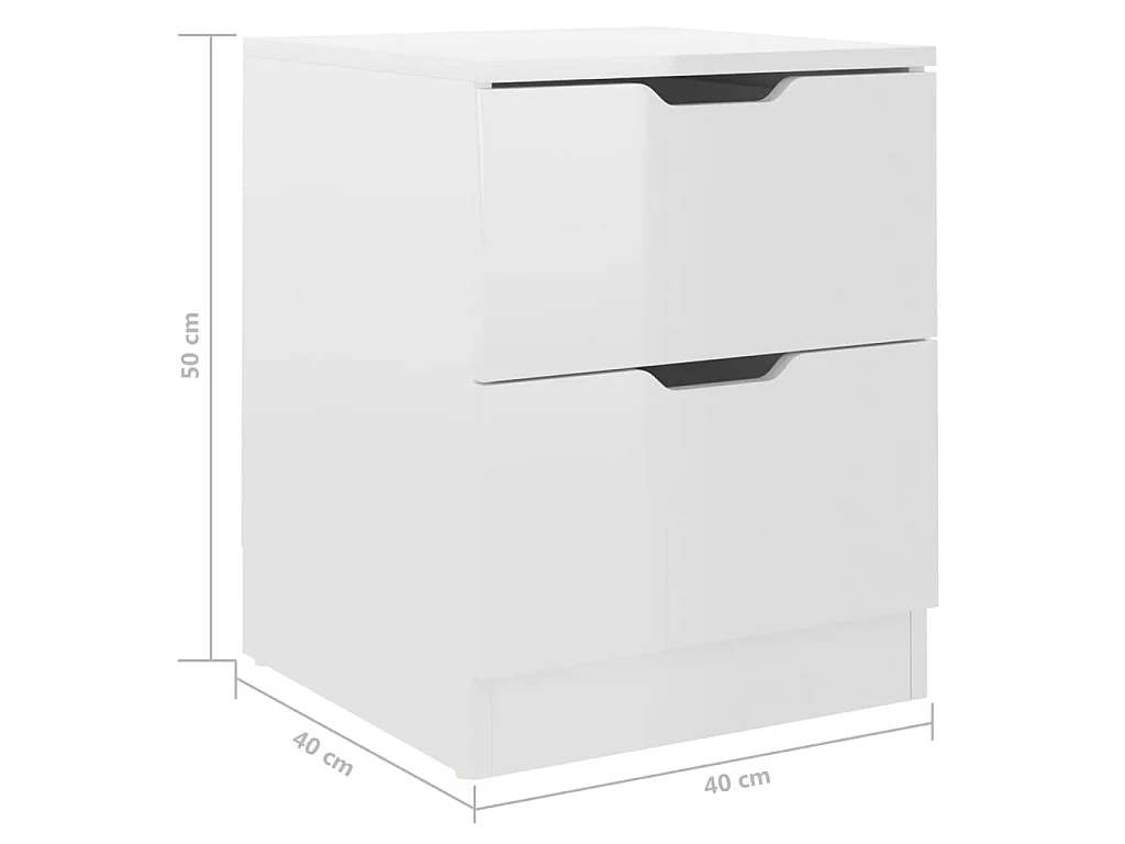 Tables de chevet 2pcs Blanc brillant 40x40x50cm bois ingénierie