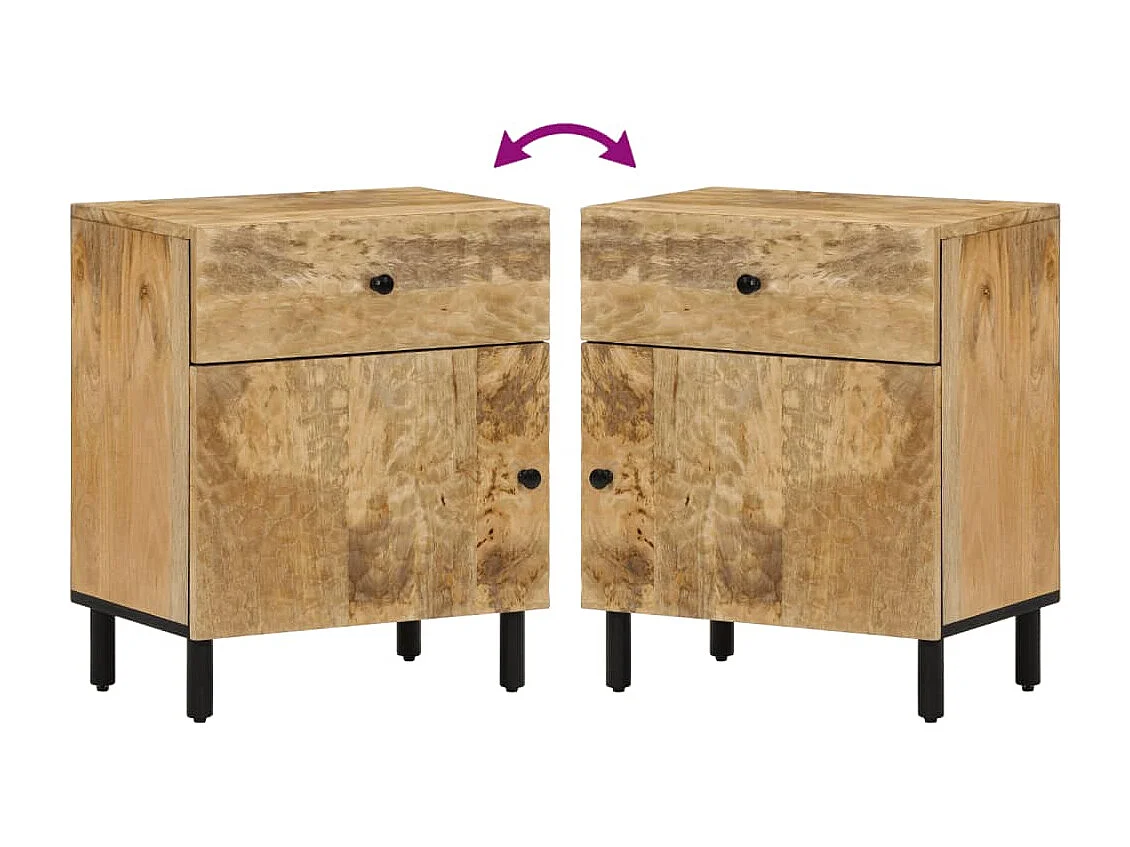 Table de chevet 50x33x60 cm bois de manguier massif