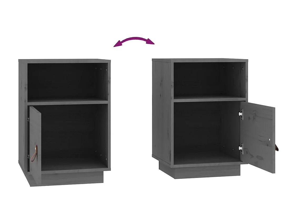 Mesas de cabeceira 2 pcs 40x34x55 cm pinho maciço cinza