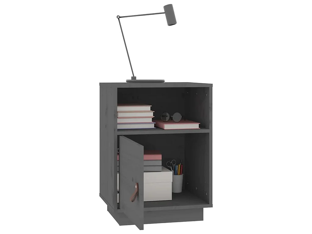Comodini Grigi 2 pz 40x34x55 cm in Legno Massello di Pino
