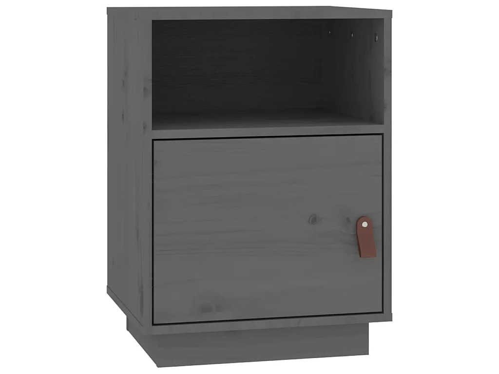 Comodini Grigi 2 pz 40x34x55 cm in Legno Massello di Pino