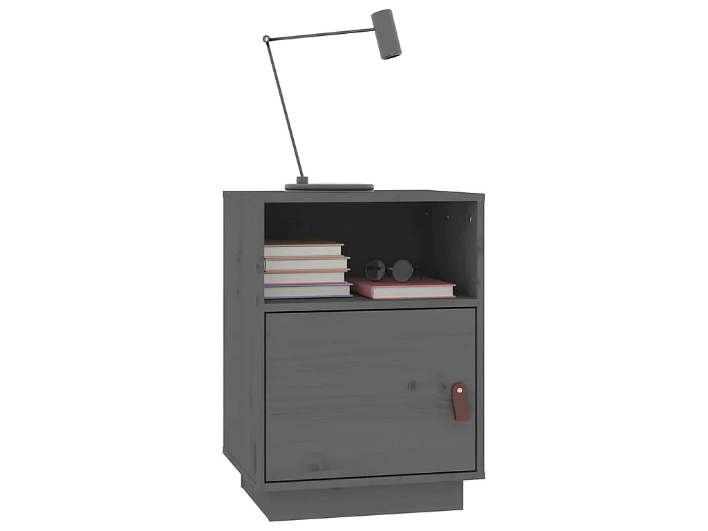 Comodini Grigi 2 pz 40x34x55 cm in Legno Massello di Pino