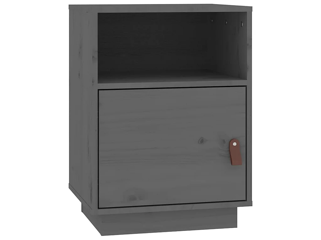 Comodini Grigi 2 pz 40x34x55 cm in Legno Massello di Pino