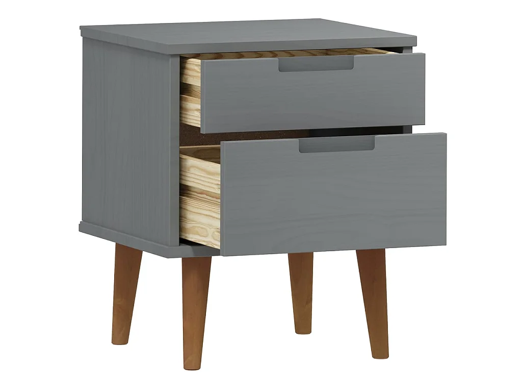 Table de chevet MOLDE Gris 40x35x48 cm Bois de pin massif
