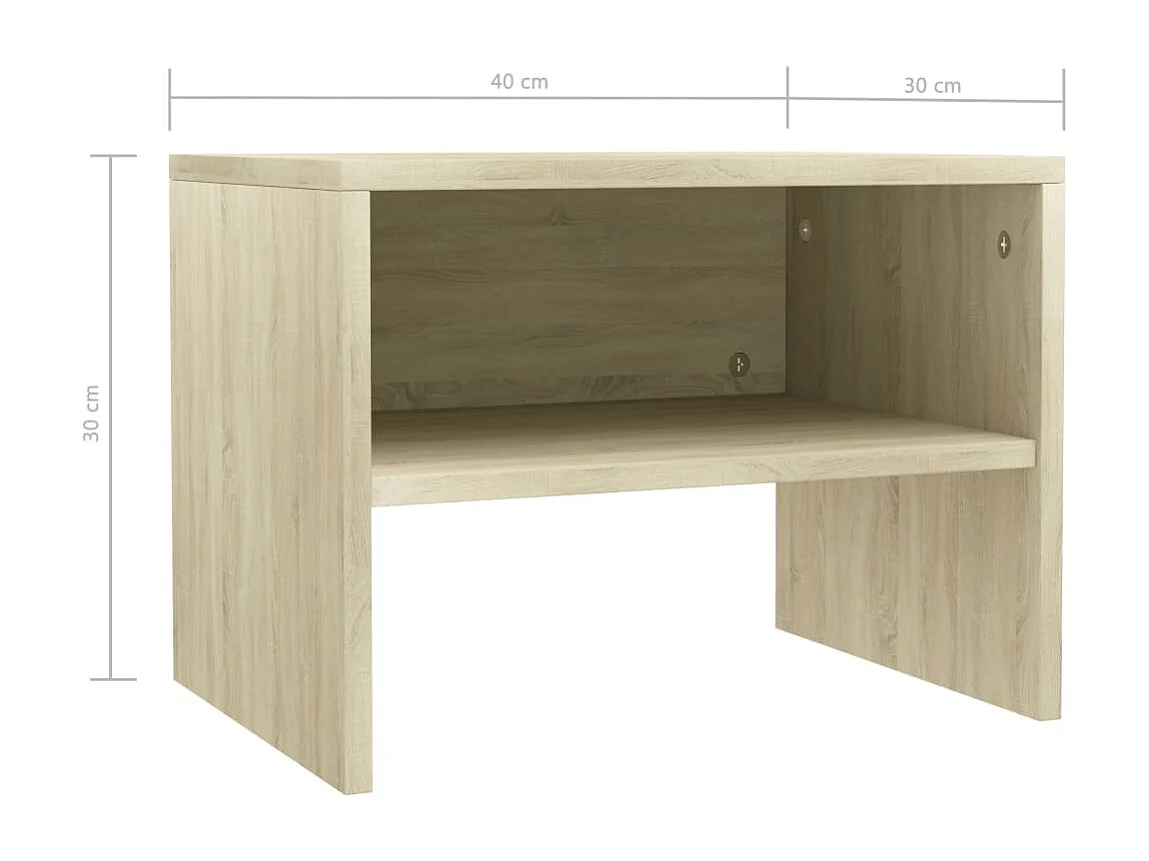 Nachtkastjes 2 st 40x30x30 cm bewerkt hout sonoma eikenkleurig