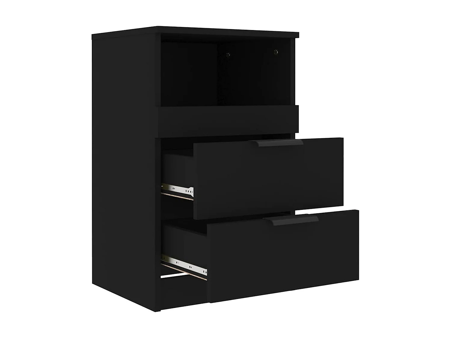 Tables de chevet 2 pcs Noir Bois d'ingénierie