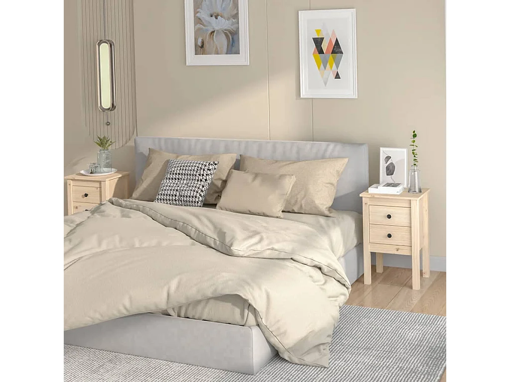 Tables de chevet 2 pcs 40x35x61,5 cm Bois de pin massif