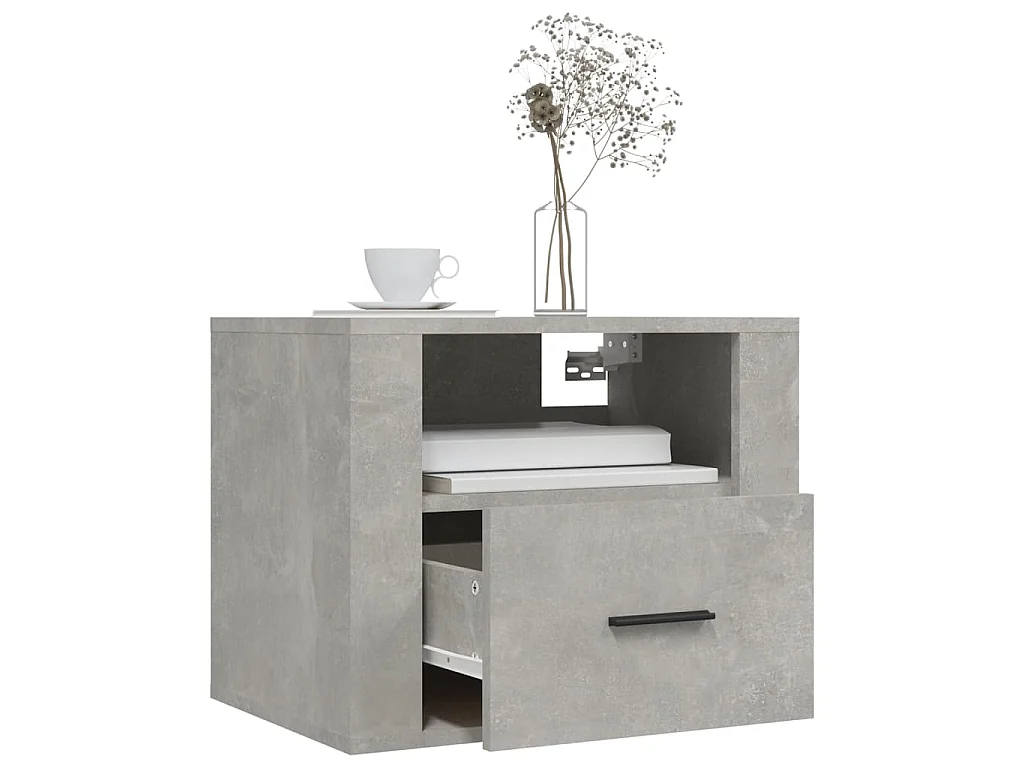 Wand-Nachttische 2 Stk. Betongrau 50x36x40 cm