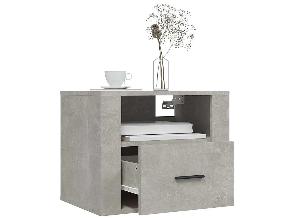 Tables de chevet murales 2 pcs Gris béton 50x36x40 cm