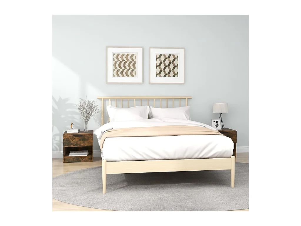 Comodini 2 pz Rovere Fumo in Legno Multistrato