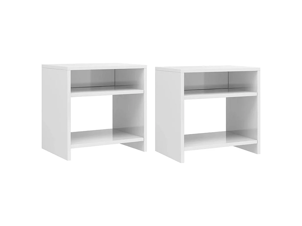 Comodini 2 pz Bianco Lucido 40x30x40 cm in Legno Multistrato