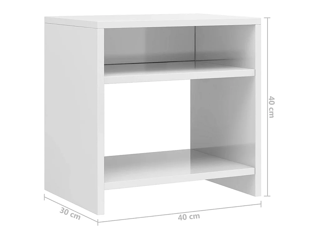 Comodini 2 pz Bianco Lucido 40x30x40 cm in Legno Multistrato