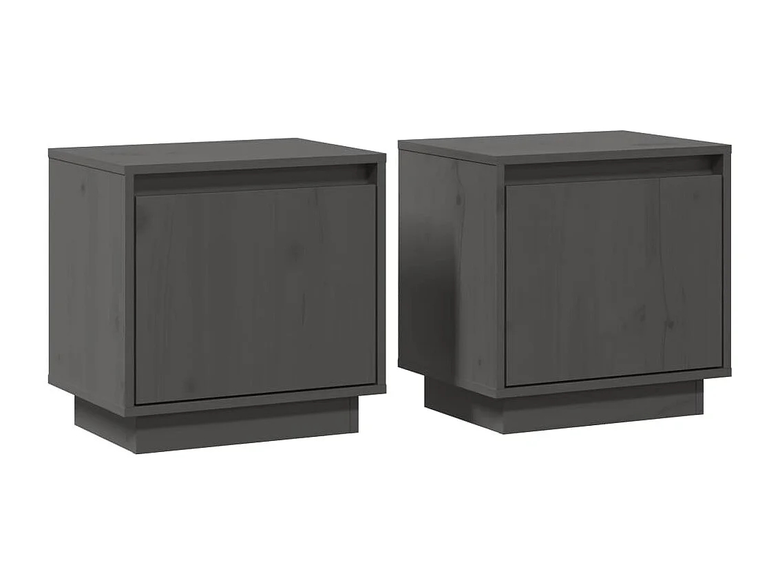 Nachttische 2 Stk. Grau 40x30x40 cm Massivholz Kiefer