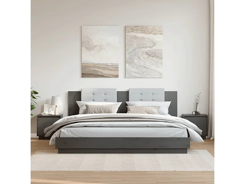 Mesas de cabeceira 2 pcs 40x30x40 cm pinho maciço cinza