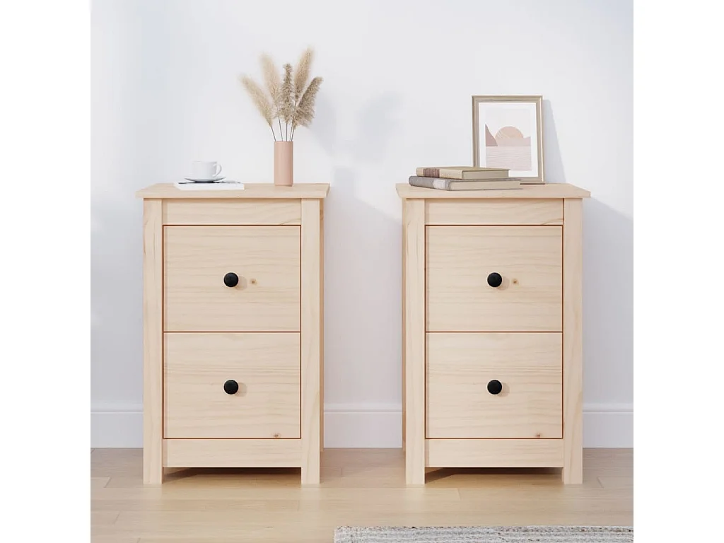 Tables de chevet 2 pcs 40x35x61,5 cm Bois de pin massif