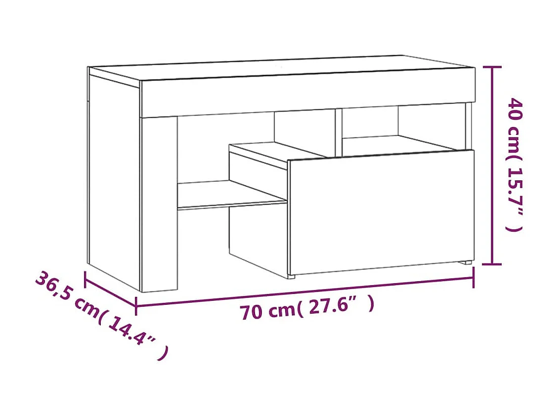 Nachttische 2 Stk. mit LED-Leuchten Betongrau 70x36,5x40 cm