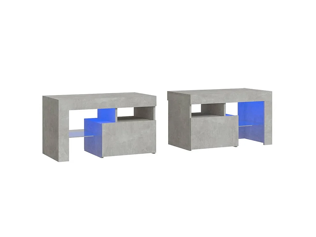 Nachtkastjes 2 st LED-verlichting 70x36,5x40 cm betongrijs