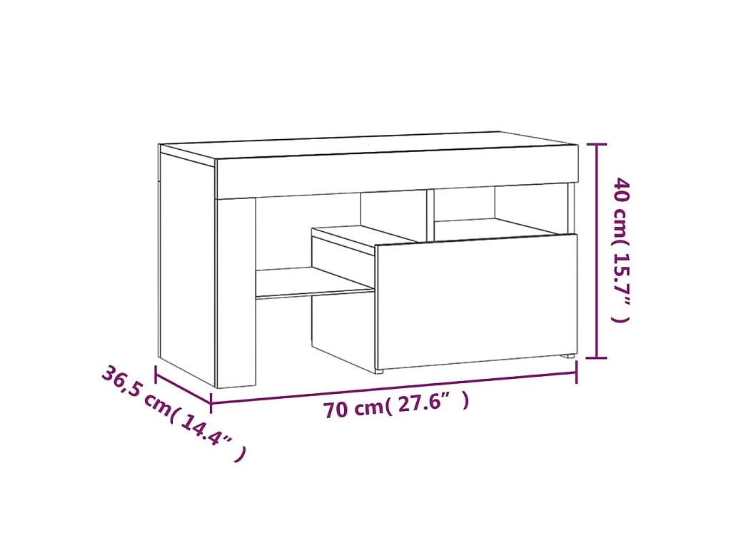 Nachtkastjes 2 st LED-verlichting 70x36,5x40 cm betongrijs