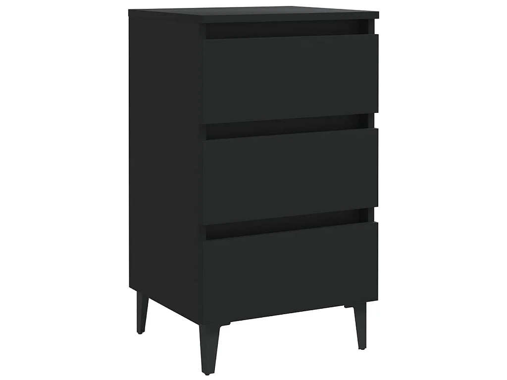 Comodino con Gambe in Metallo Nero 40x35x69 cm