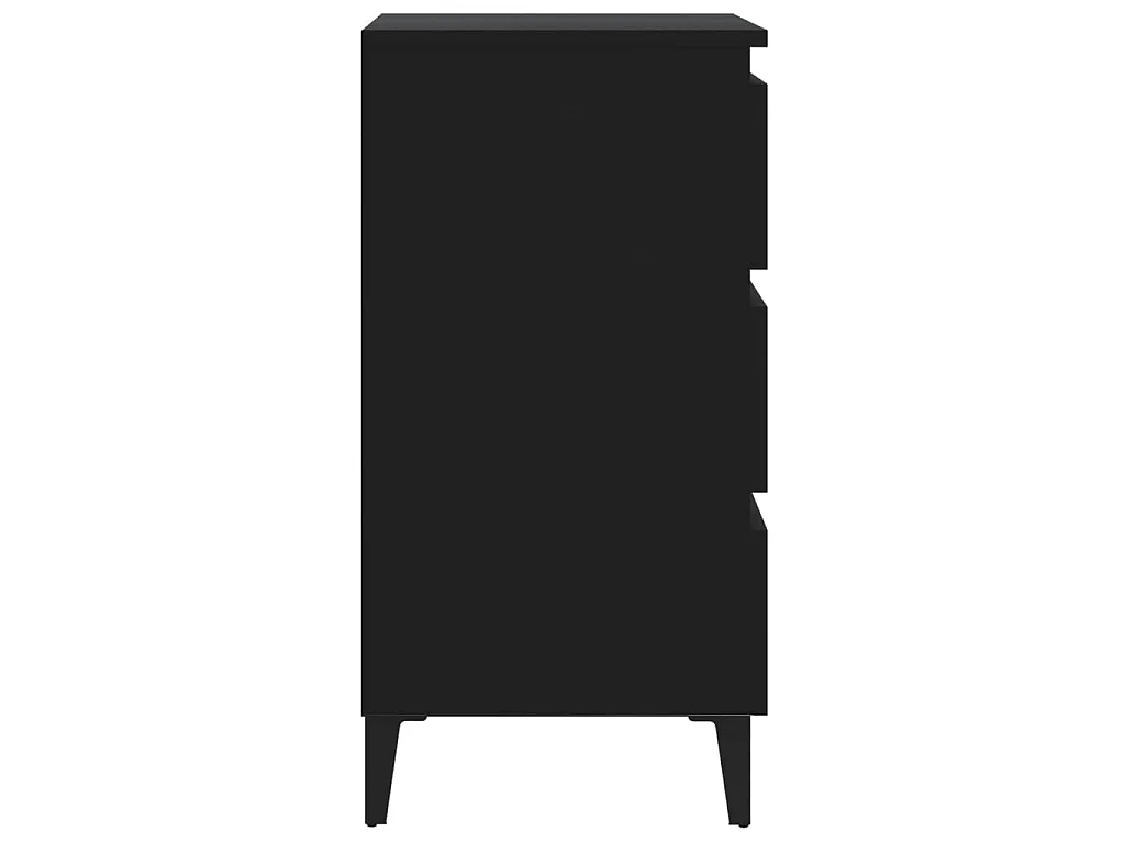 Comodino con Gambe in Metallo Nero 40x35x69 cm