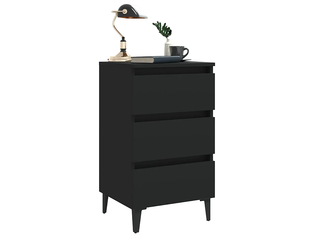Comodino con Gambe in Metallo Nero 40x35x69 cm