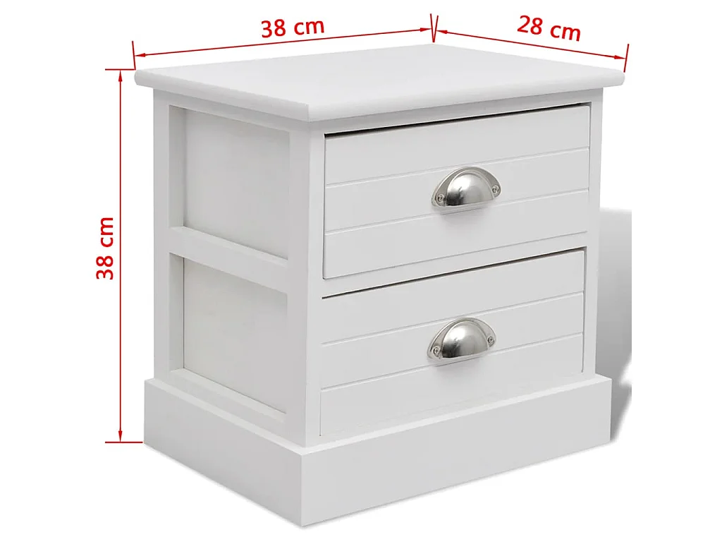 Nachtkastjes Franse stijl 2 stuks wit