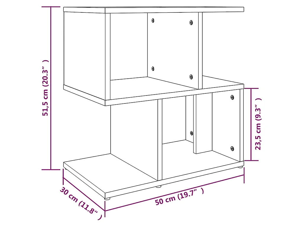 Table de chevet Chêne fumé 50x30x51,5 cm Bois d'ingénierie