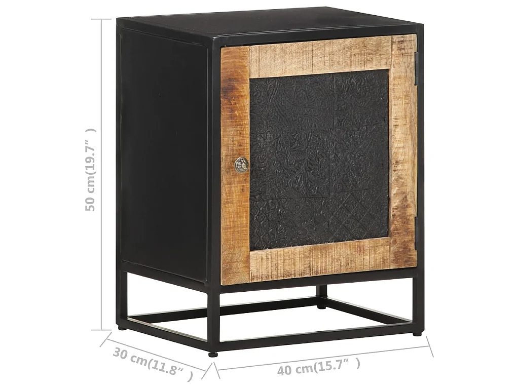 Table de chevet 40x30x50 cm Bois de manguier brut