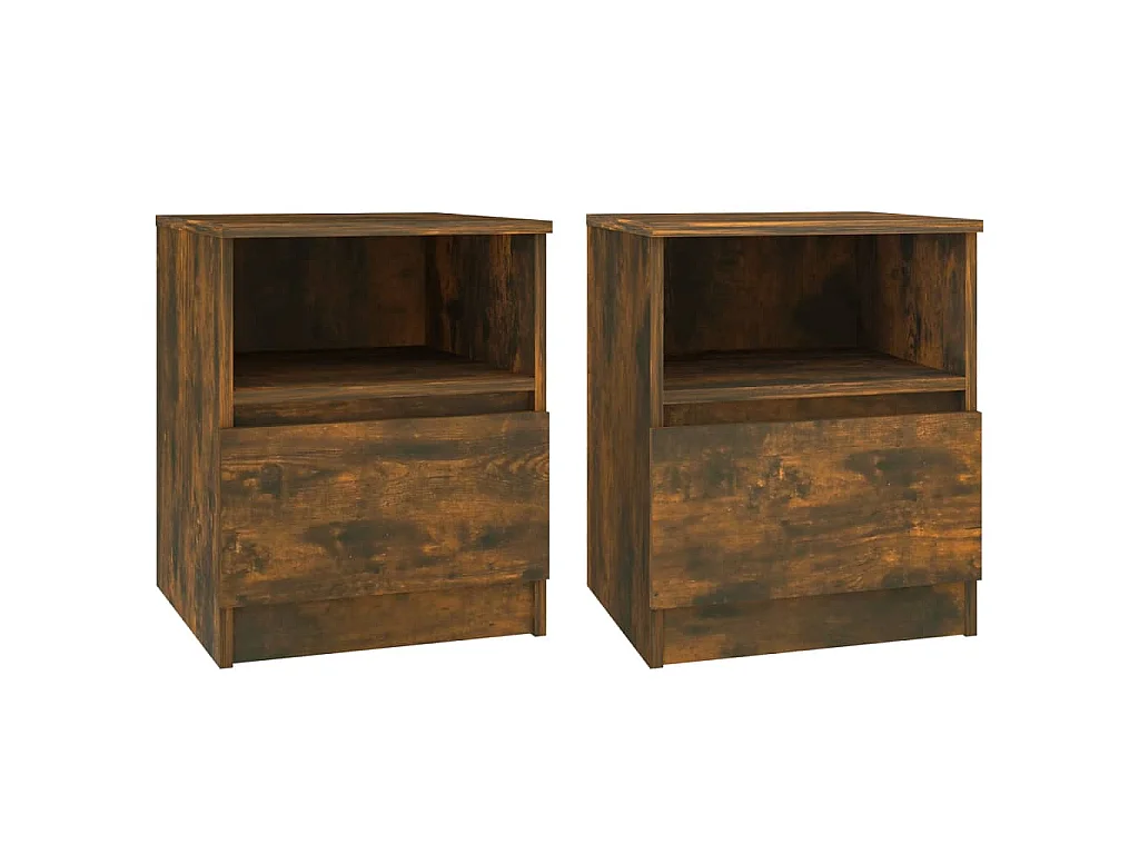 Tables de chevet 2 pcs chêne fumé 40x40x50 cm bois d'ingénierie