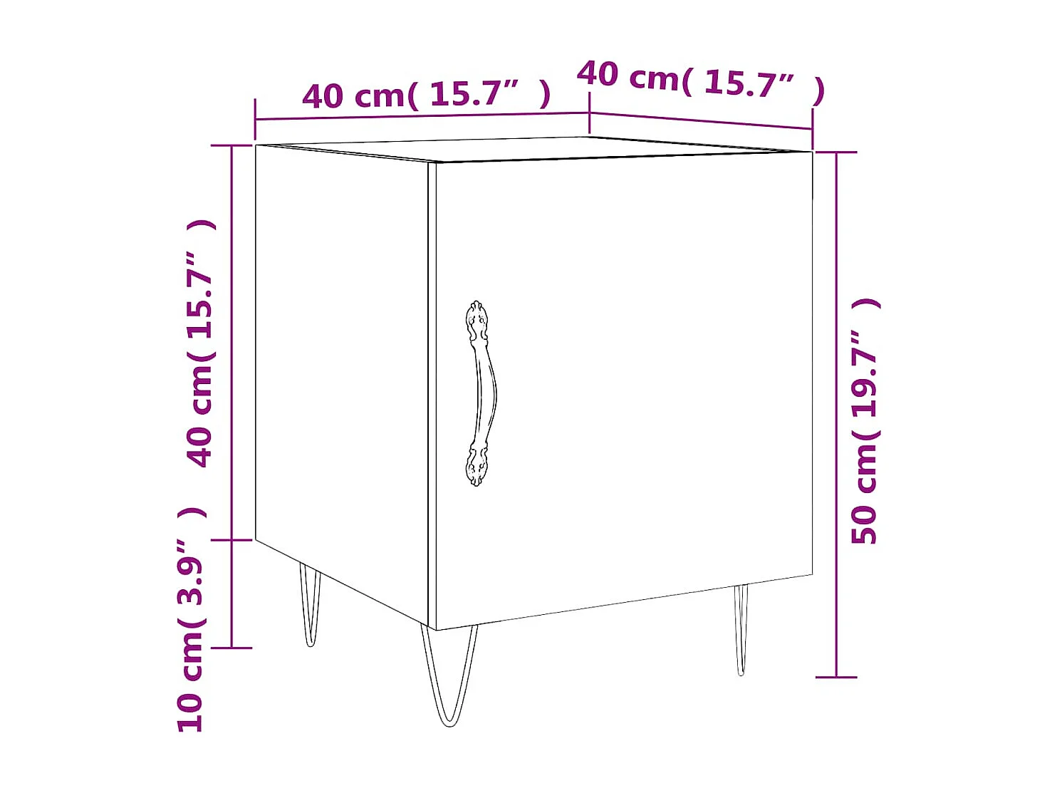 Tables de chevet 2 pcs noir 40x40x50 cm bois d’ingénierie