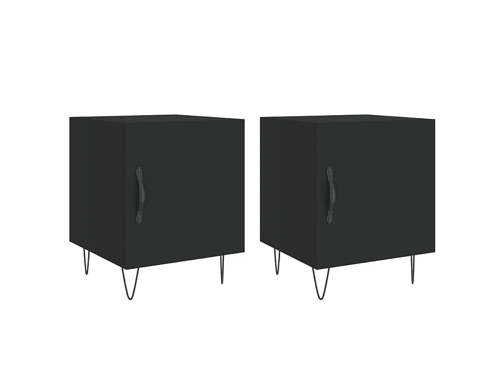 Comodini 2 pz Neri 40x40x50 cm in Legno Multistrato