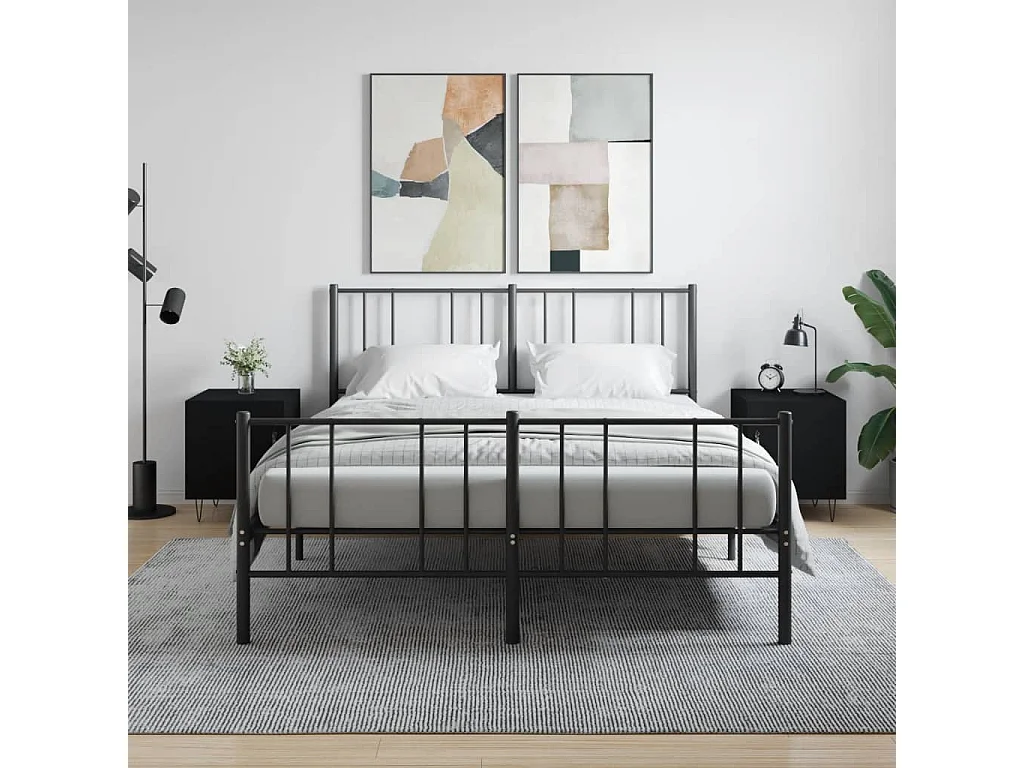 Comodini 2 pz Neri 40x40x50 cm in Legno Multistrato