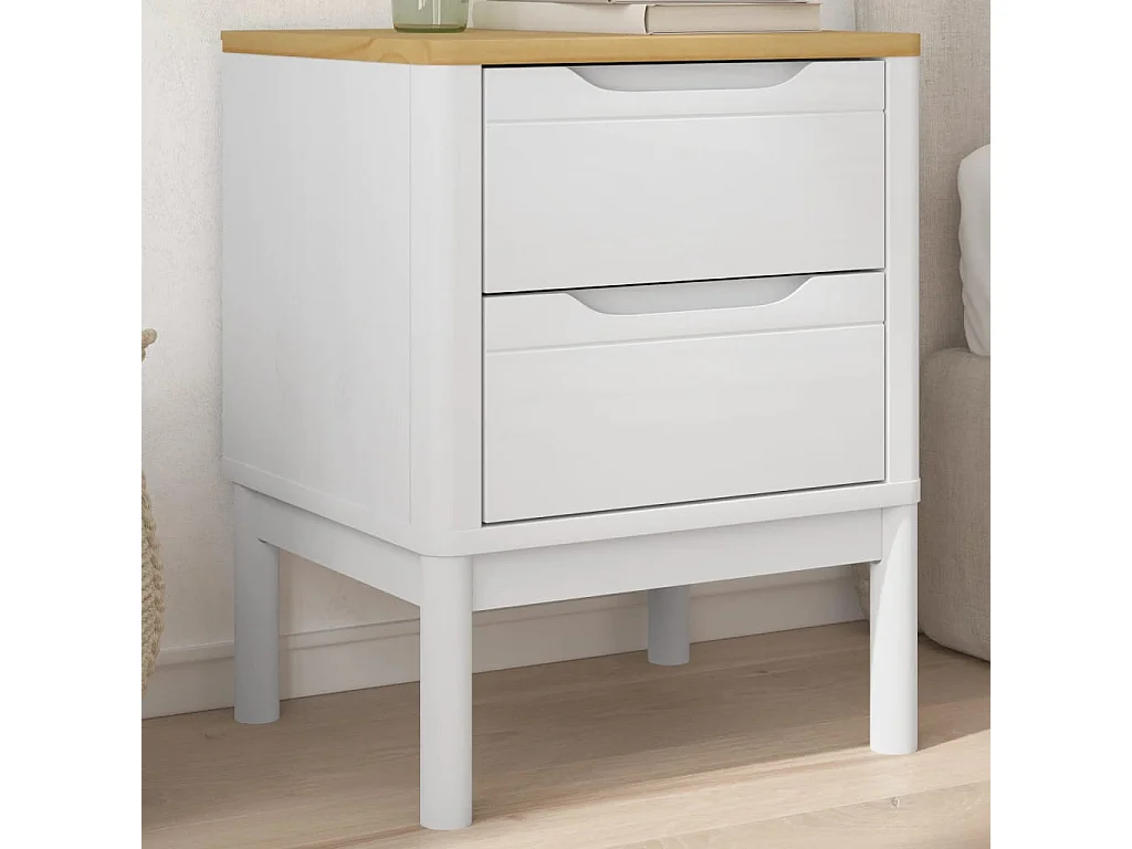 Mesita de noche FLORO madera maciza de pino blanco 45x39x57 cm