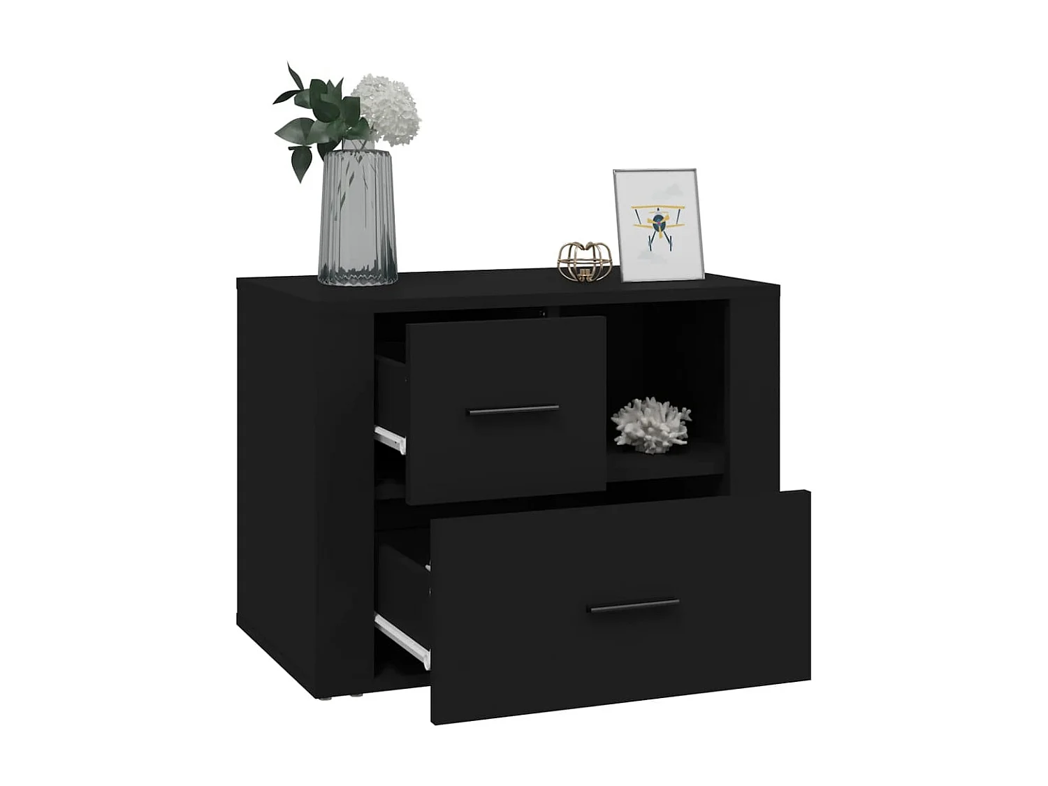 Mesa de cabeceira 60x36x45 cm derivados de madeira preto