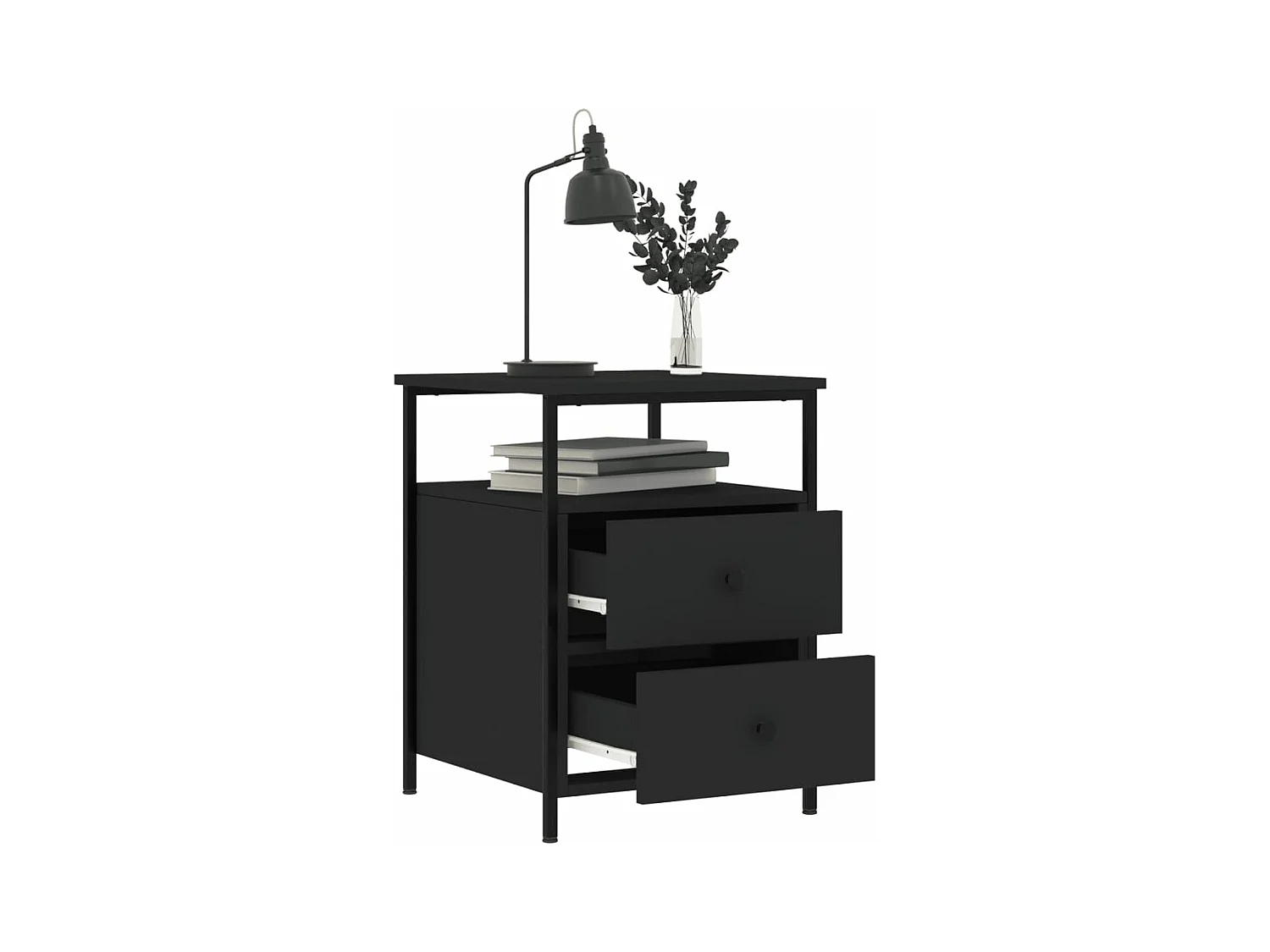 Table de chevet noir 44x45x60 cm bois d’ingénierie