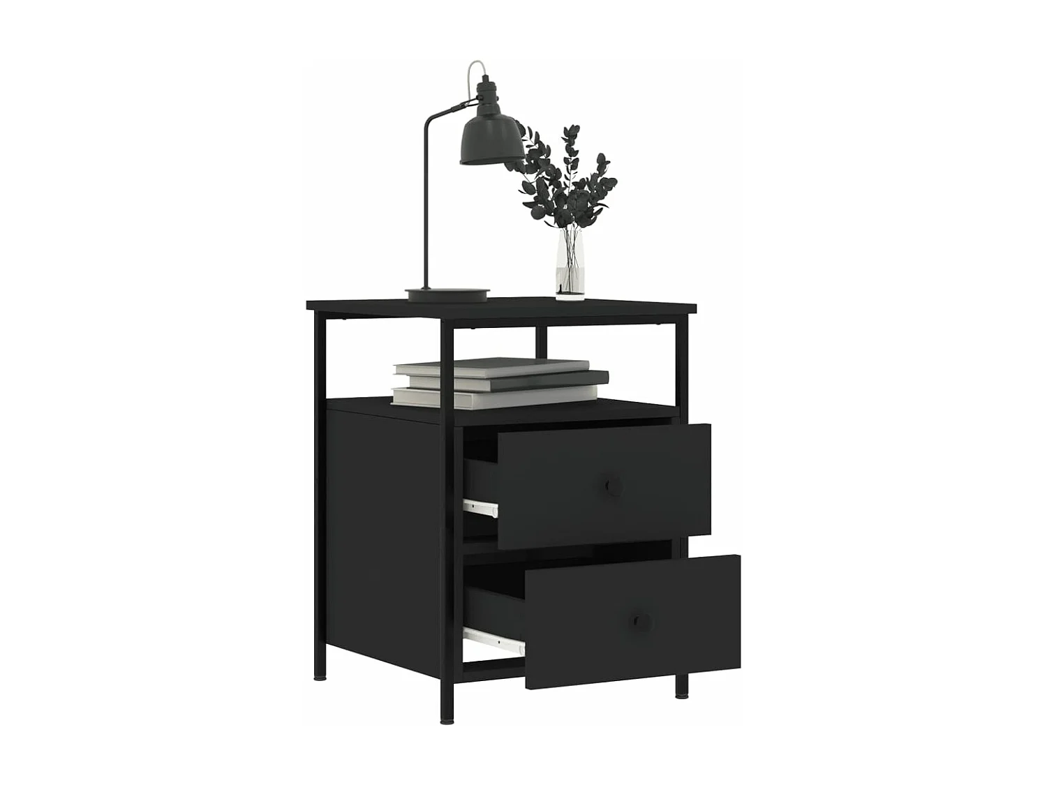 Table de chevet noir 44x45x60 cm bois d’ingénierie