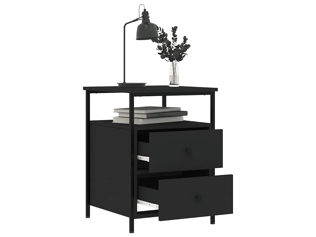 Comodino Nero 44x45x60 cm in Legno Multistrato
