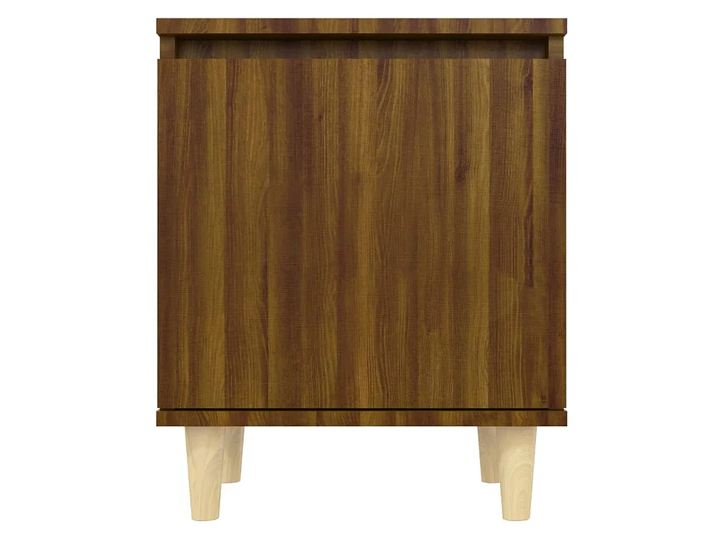 Mesita de noche con patas madera maciza marrón roble 40x30x50cm