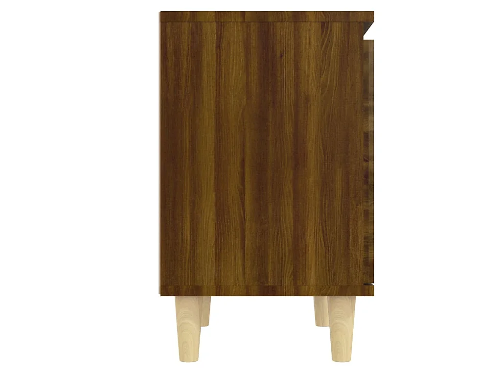 Mesita de noche con patas madera maciza marrón roble 40x30x50cm