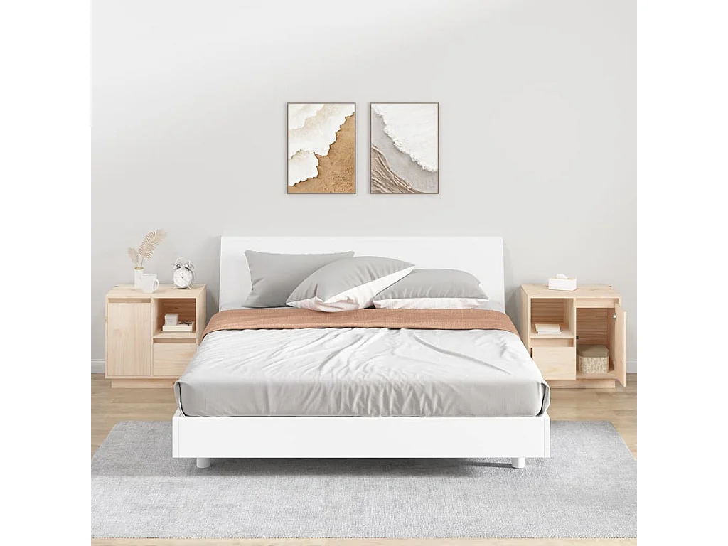 Nachttische 2 Stk. 50x34x50 cm Massivholz Kiefer