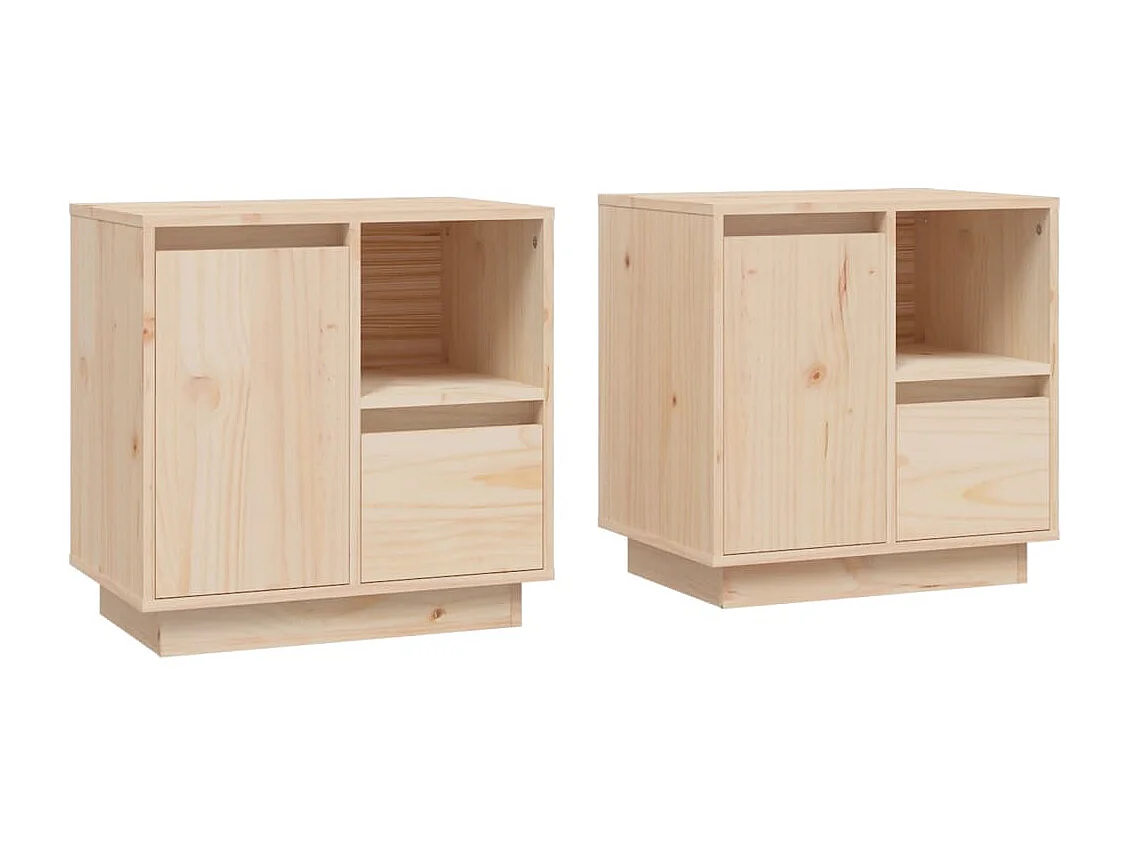 Nachttische 2 Stk. 50x34x50 cm Massivholz Kiefer