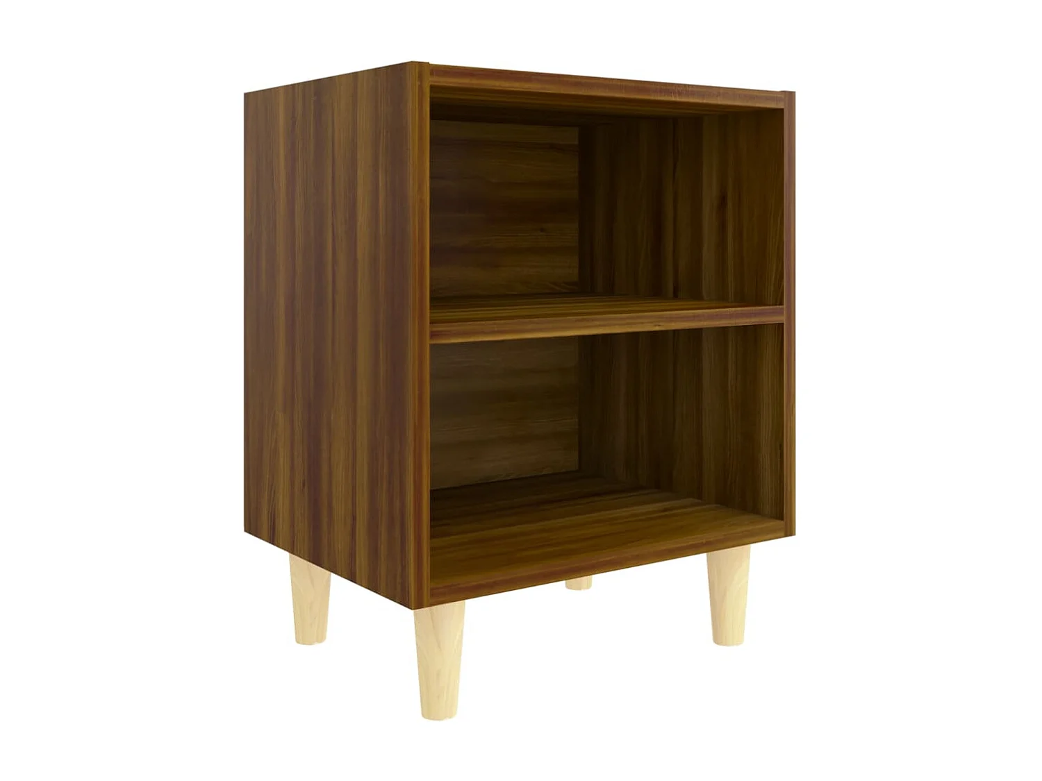 Comodini Gambe in Legno Massello 2 pz Rovere Marrone 40x30x50cm