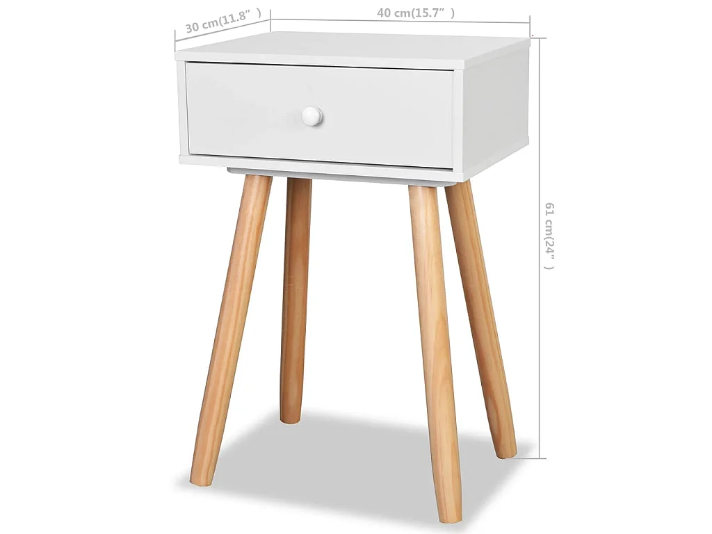 Mesas de cabeceira 2 pcs pinho maciço 40x30x61 cm branco