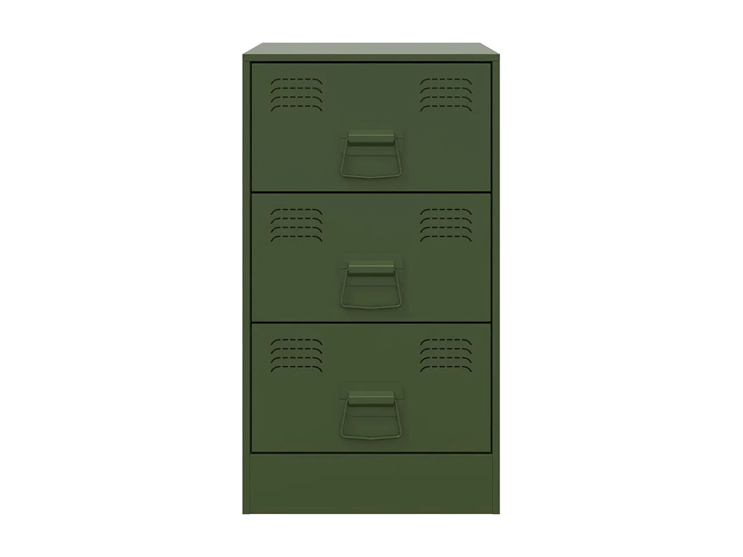 Table de chevet vert olive 34,5x39x62 cm acier