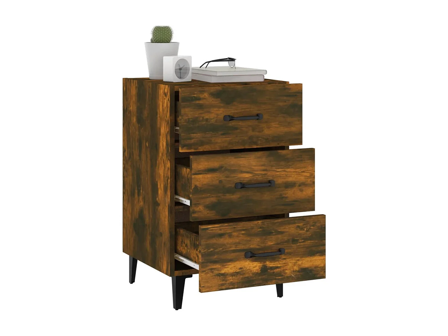 Mesa cabeceira 40x40x66 cm derivados de madeira carvalho fumado